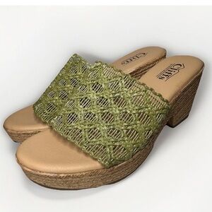 CLIFFS BY WHITE MOUNTAIN Women's Biankka Platform Woven Slide Sandal 7.5 Sage